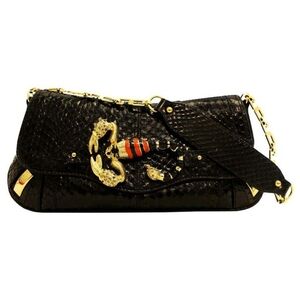 Dolce & Gabbana Black Python Zodiac Collection W/ Scorpion Brooch